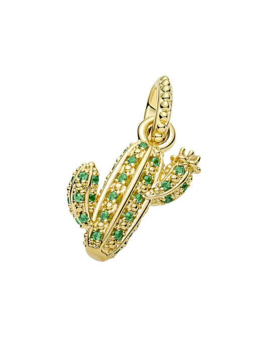 Sparkling Desert Cactus Pendant 14K gold-plated