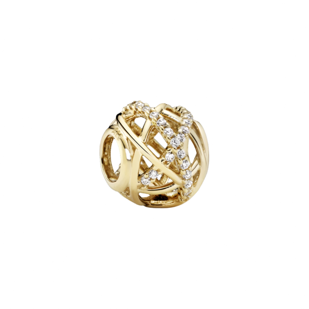 Gold 14K Galaxy Openwork Charm with Clear Zirconia