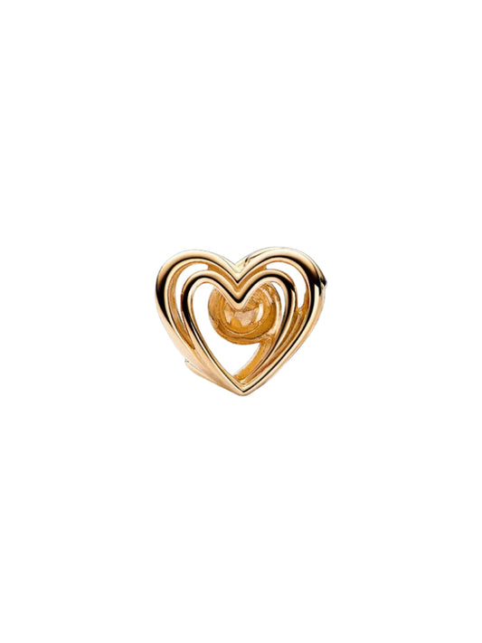 Openwork Swirling Heart & Pearl Charm 14k gold plated