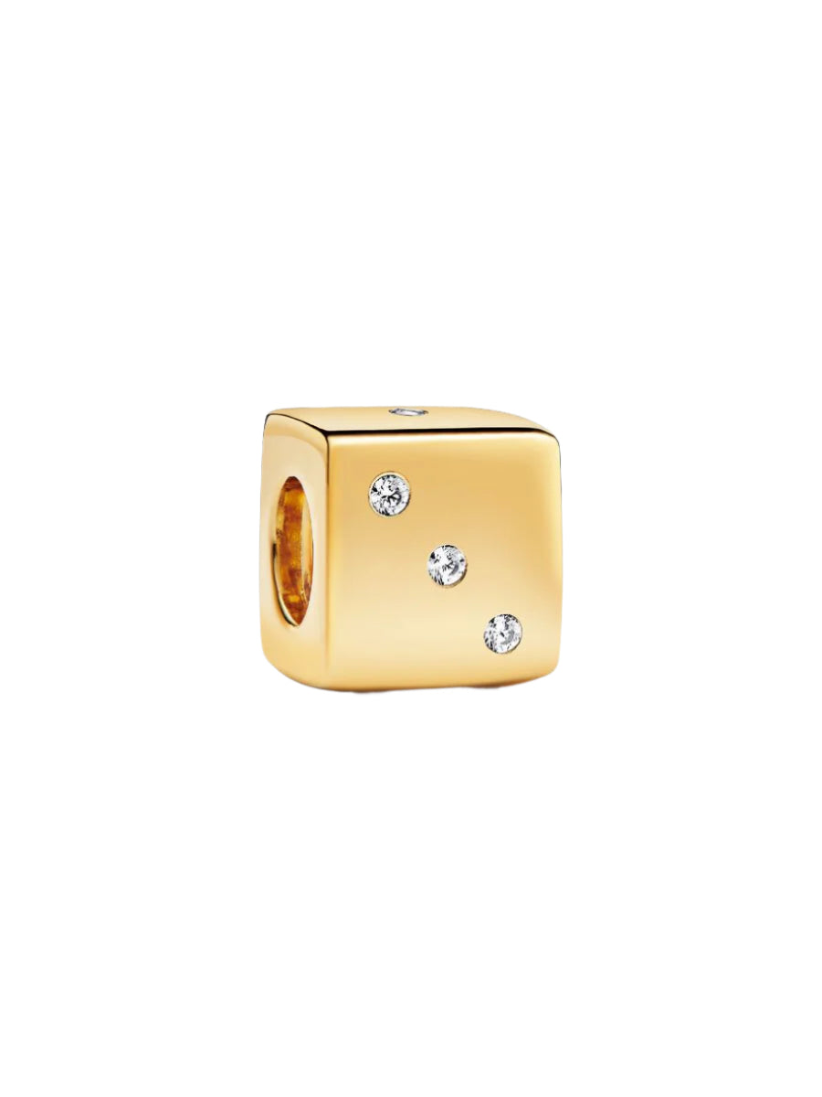 Sparkling Dice Charm Gold 14K