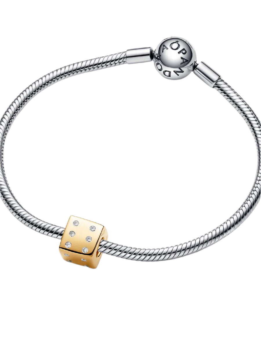 Sparkling Dice Charm Gold 14K