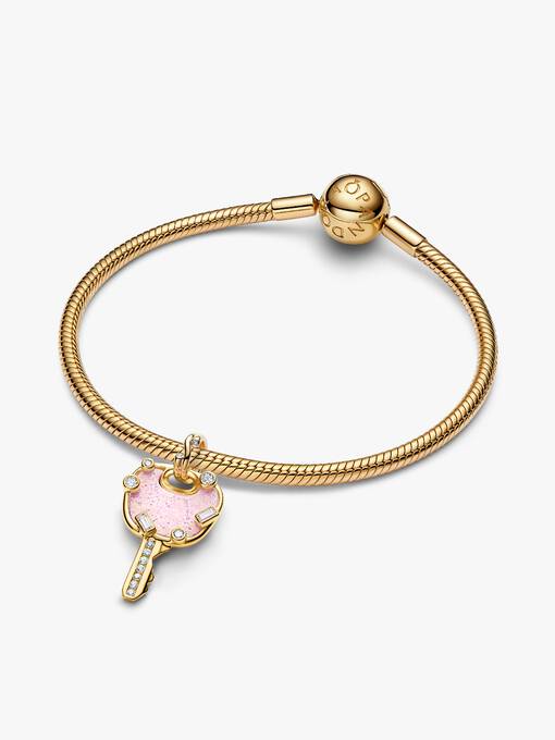 Opalescent Pink Love Key Large Dangle Charm