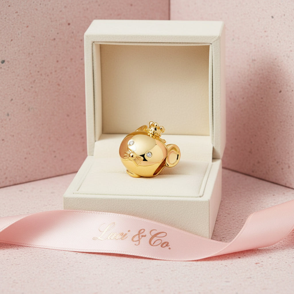 14K Plated CZ Chinese Zodiac Rat Charm