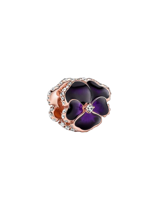 Deep Purple Pansy Flower Charm
