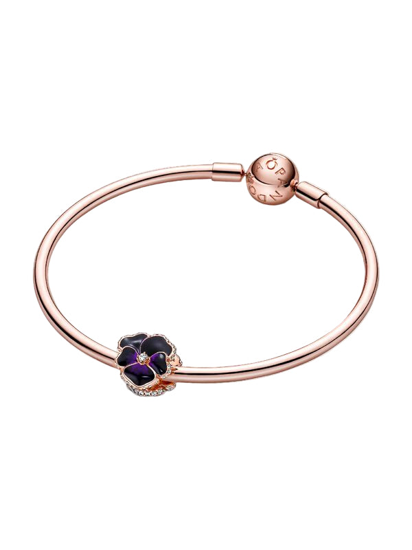 Deep Purple Pansy Flower Charm