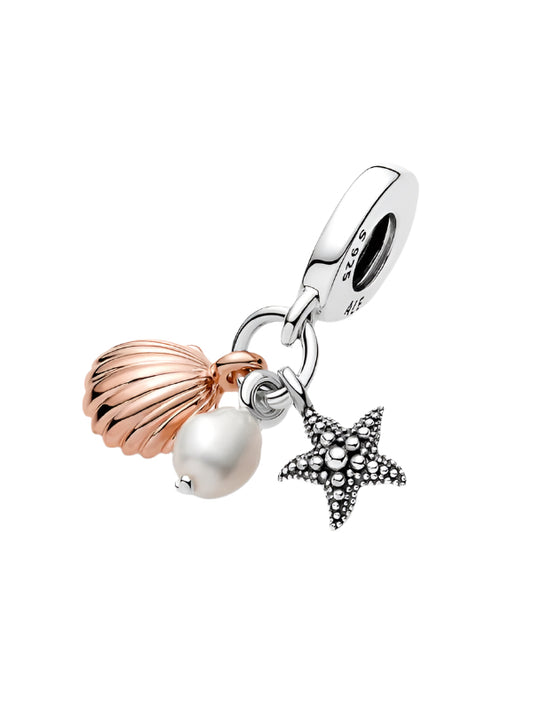 Pearl, Starfish & Shell Triple Dangle Charm