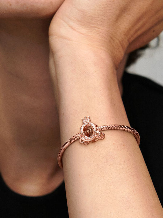 Rose 14K Crown Carriage Charm with Clear CZ