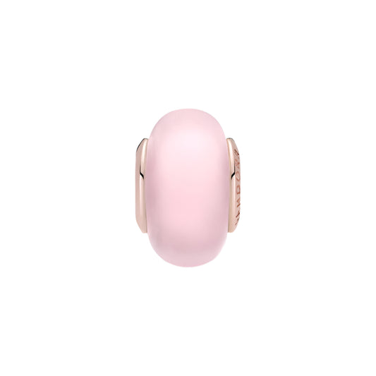 Matte Pink Murano Glass Charm 14K Rose