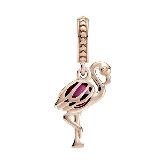 Pink Flamingo Murano Glass Dangle Charm