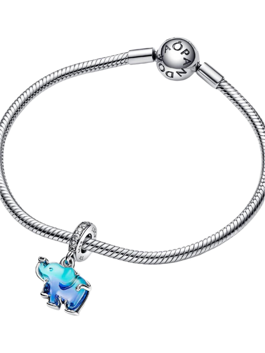 Blue Elephant Murano Glass Dangle Charm