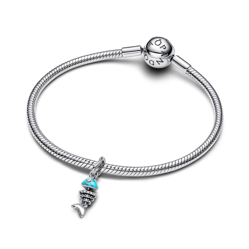 Turquoise-coloured Fishbone Dangle Charm