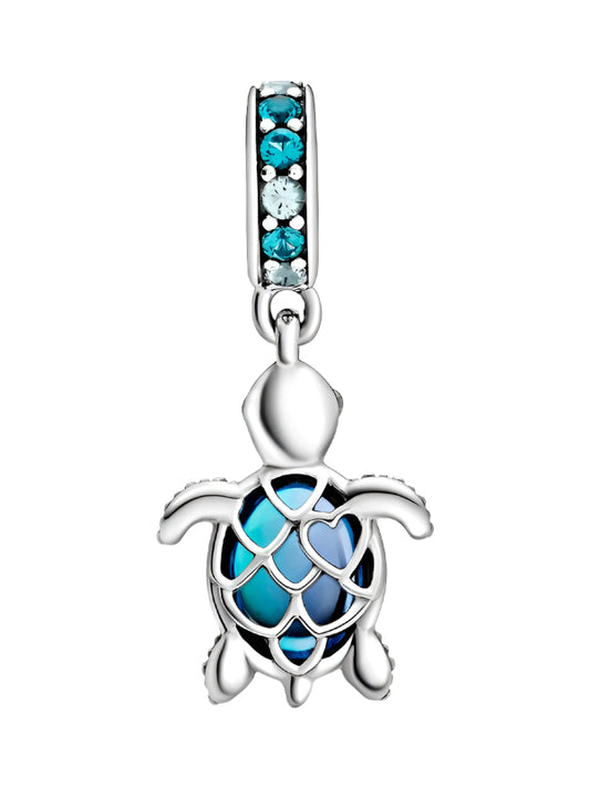 Blue Sea Turtle Dangle Murano Glass Charm
