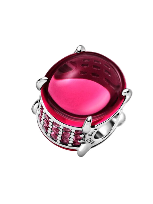 Fuchsia Rose Oval Cabochon Charm
