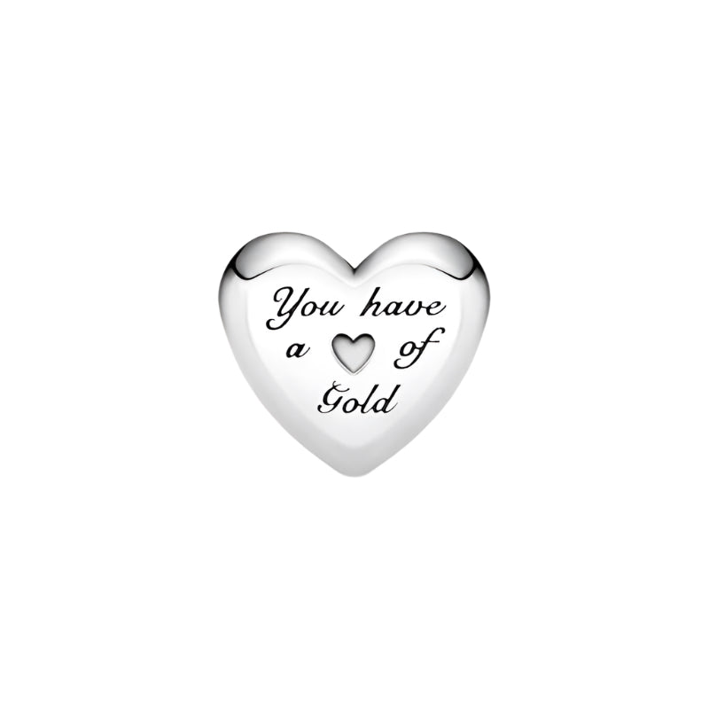 Domed Golden Heart Charm 14K Gold