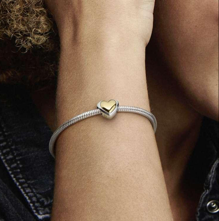 Domed Golden Heart Charm 14K Gold