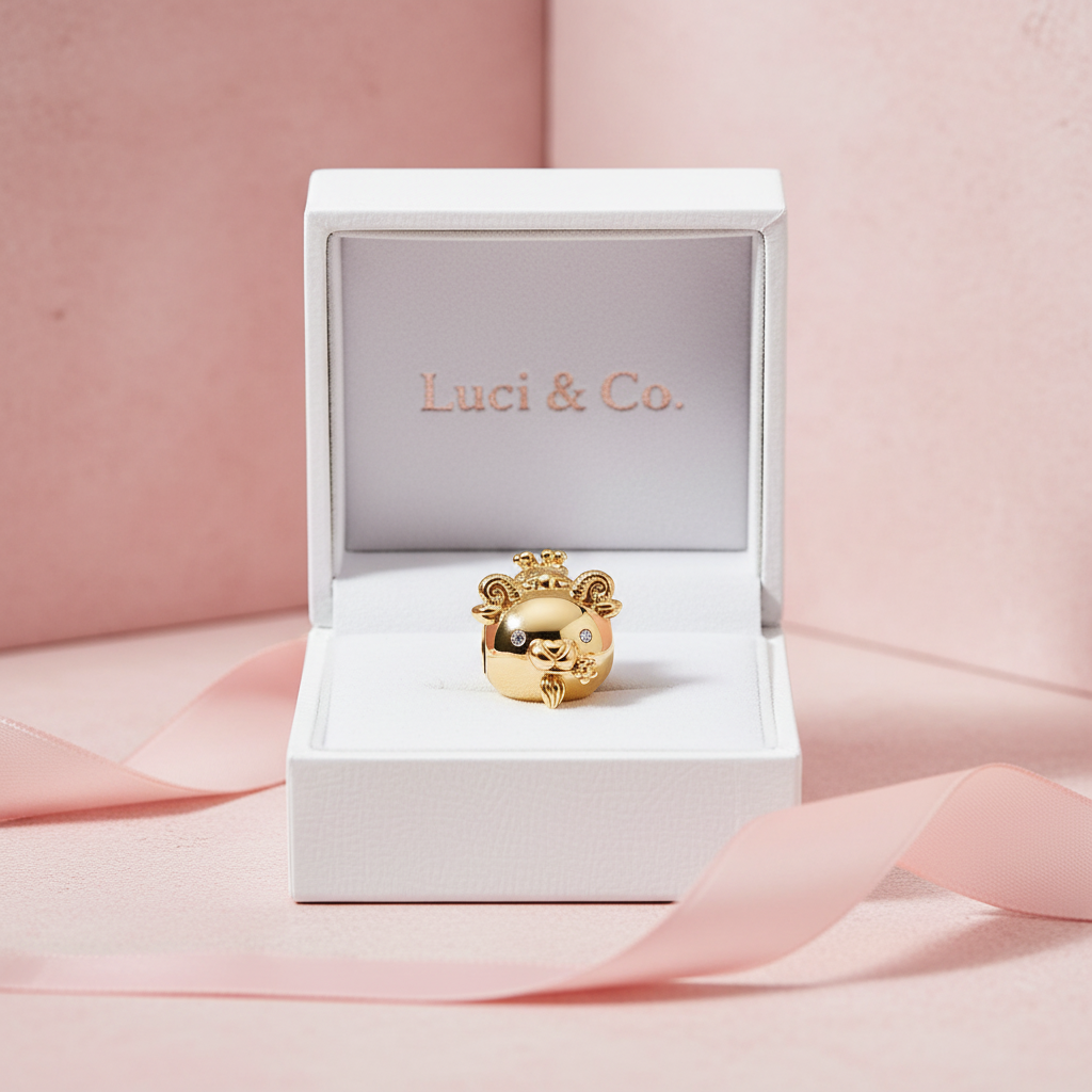 14K Plated CZ Chinese Zodiac Goat Charm