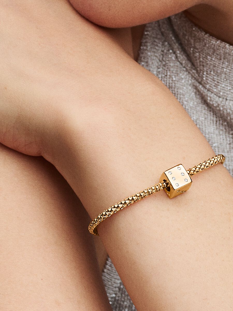 Sparkling Dice Charm Gold 14K