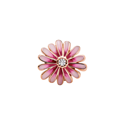 Daisy 14k rose gold-plated charm with clear cubic zirconia and shaded pink enamel