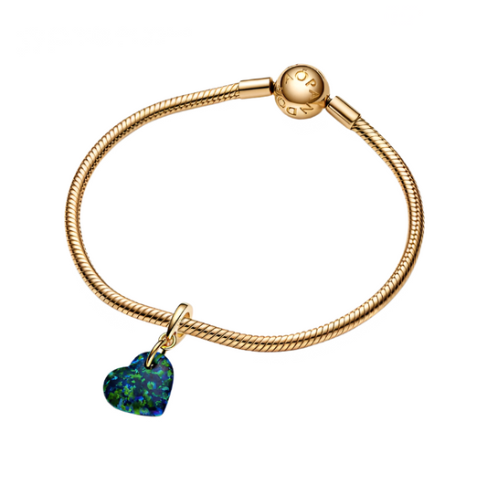Opalescent Green Heart Dangle Charm