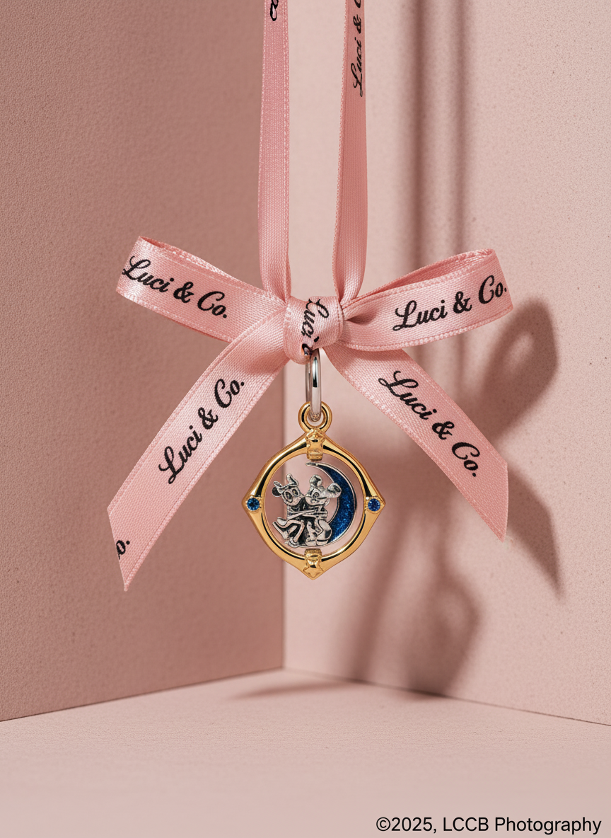 Disney Mickey Mouse & Minnie Mouse Two-tone Spinning Moon Dangle Charm