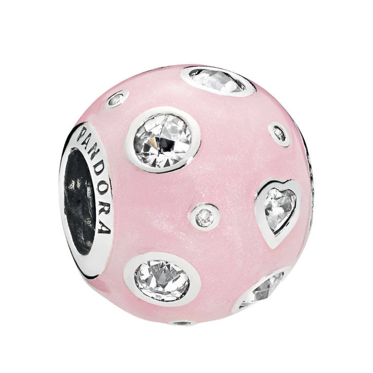 Silver pearlescent dream charm pink enamel