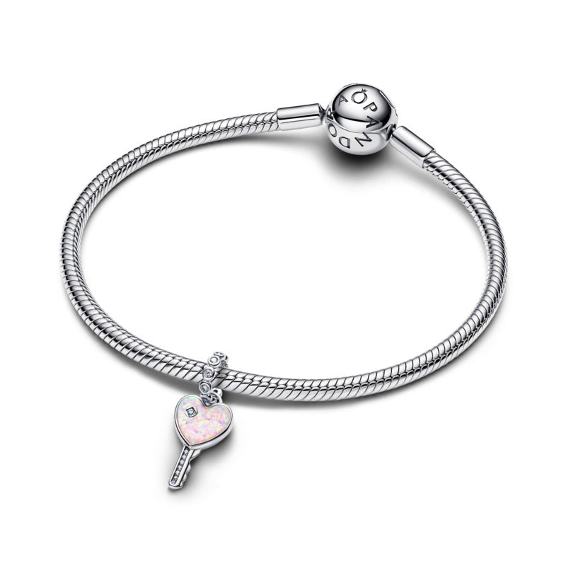 Opalescent Heart Key Dangle Charm