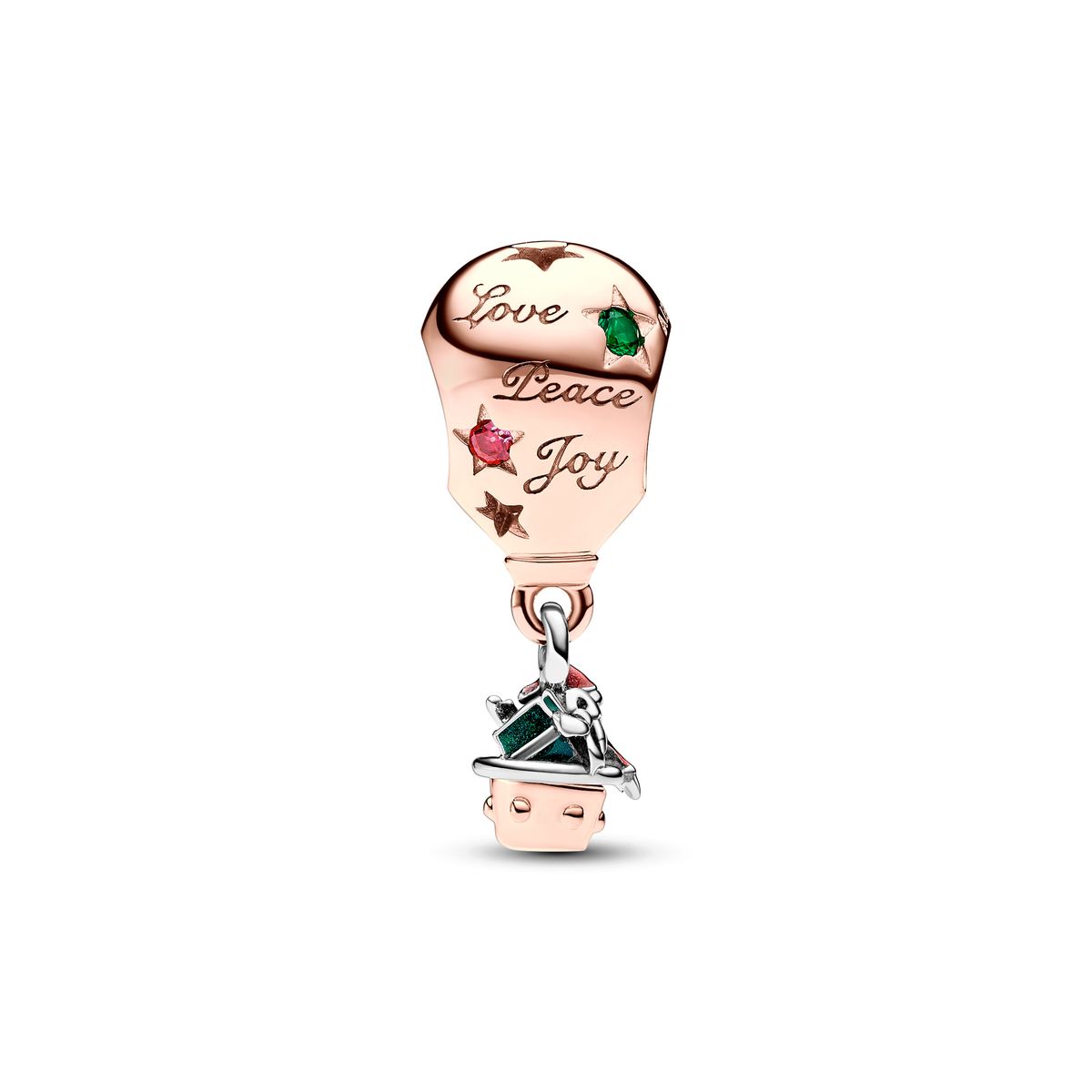 Two-tone Santa Claus in Hot Air Balloon Charm 14k Rose