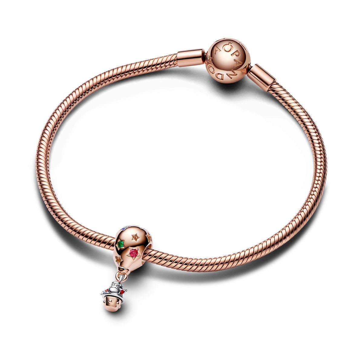 Two-tone Santa Claus in Hot Air Balloon Charm 14k Rose