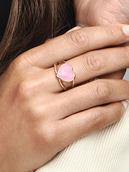 Pink Swirl Heart Statement Ring