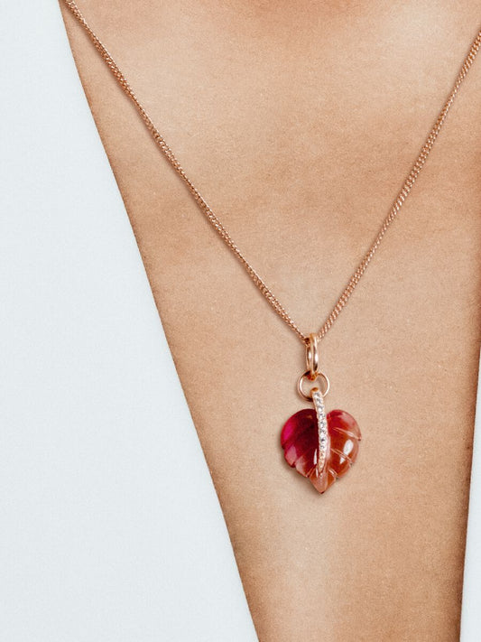Pink Murano Glass Leaf Pendant