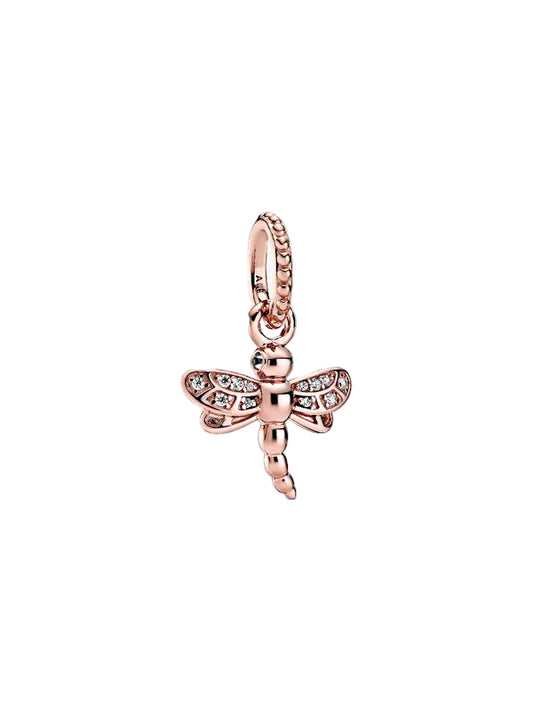 Dragonfly Rose pendant with clear cubic zirconia