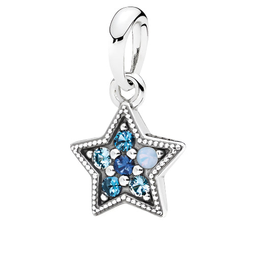 Bright Star with Sky and Royal Blue Crystal Charm