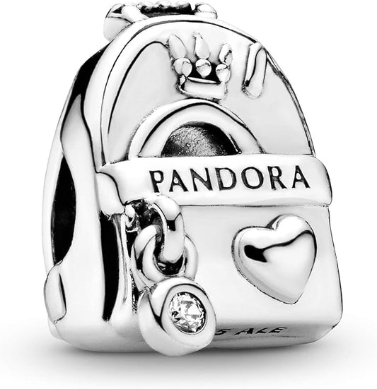 Adventure Bag Backpack Charm with Clear Zirconia