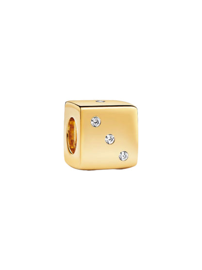 Sparkling Dice Charm Gold 14K
