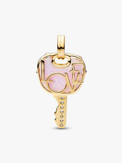 Opalescent Pink Love Key Large Dangle Charm