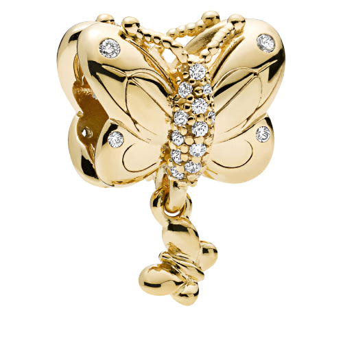 Decorative Butterfly Charm with Dangle CZ