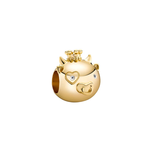 14K Plated CZ Chinese Zodiac OX Charm