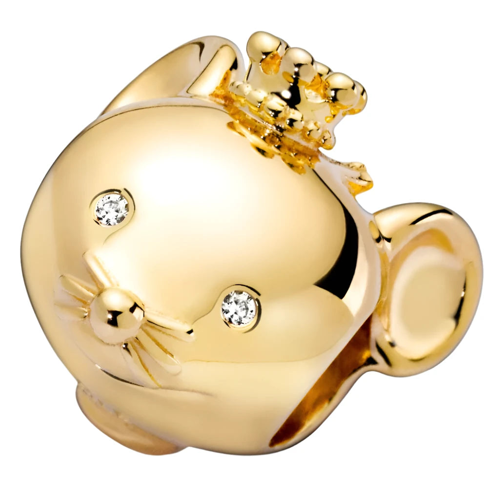 14K Plated CZ Chinese Zodiac Rat Charm