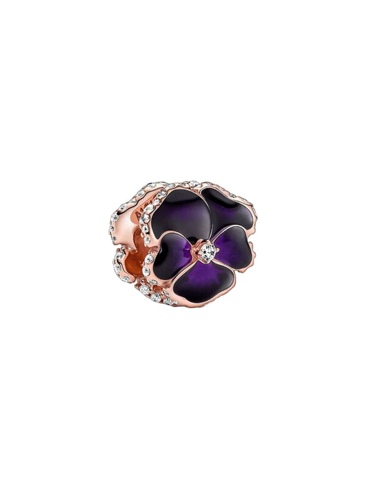 Deep Purple Pansy Flower Charm