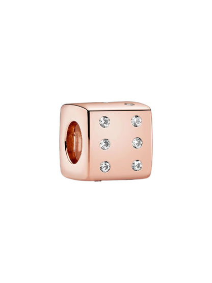 Sparkling Dice Charm Rose 14K