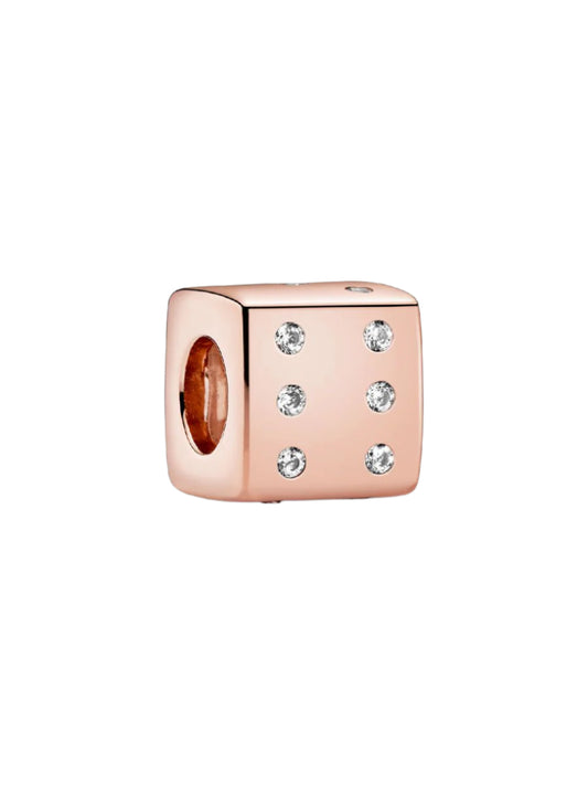 Sparkling Dice Charm Rose 14K