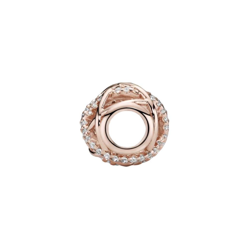Openwork abstract Rose charm with clear cubic zirconia