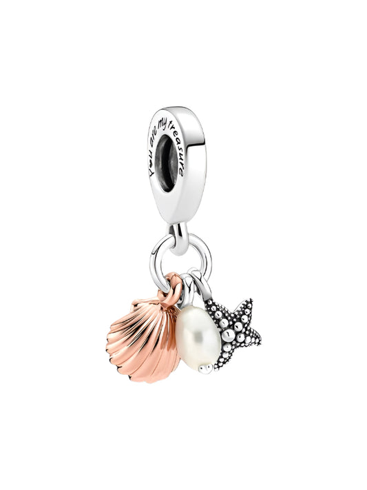 Pearl, Starfish & Shell Triple Dangle Charm