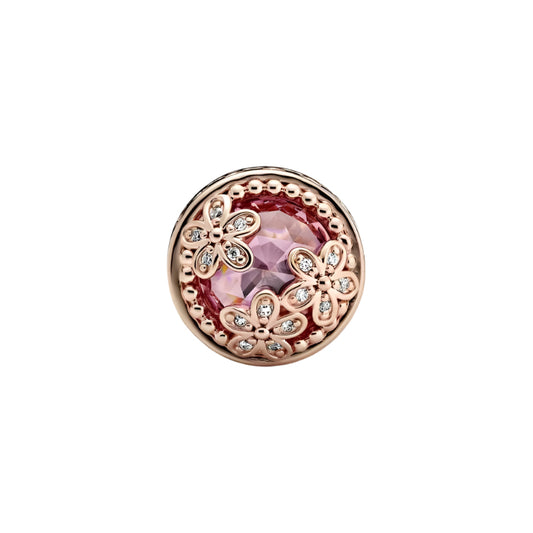 Sparkling Pink Daisy Flower Charm 14K Rose