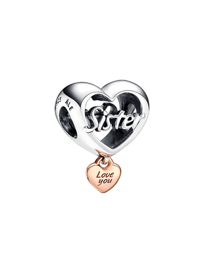 Love You Sister Heart Charm
