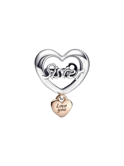 Love You Sister Heart Charm