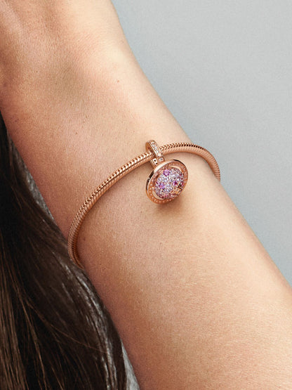 Planet Saturn Sparkling Dangle Charm 14k Rose gold-plated