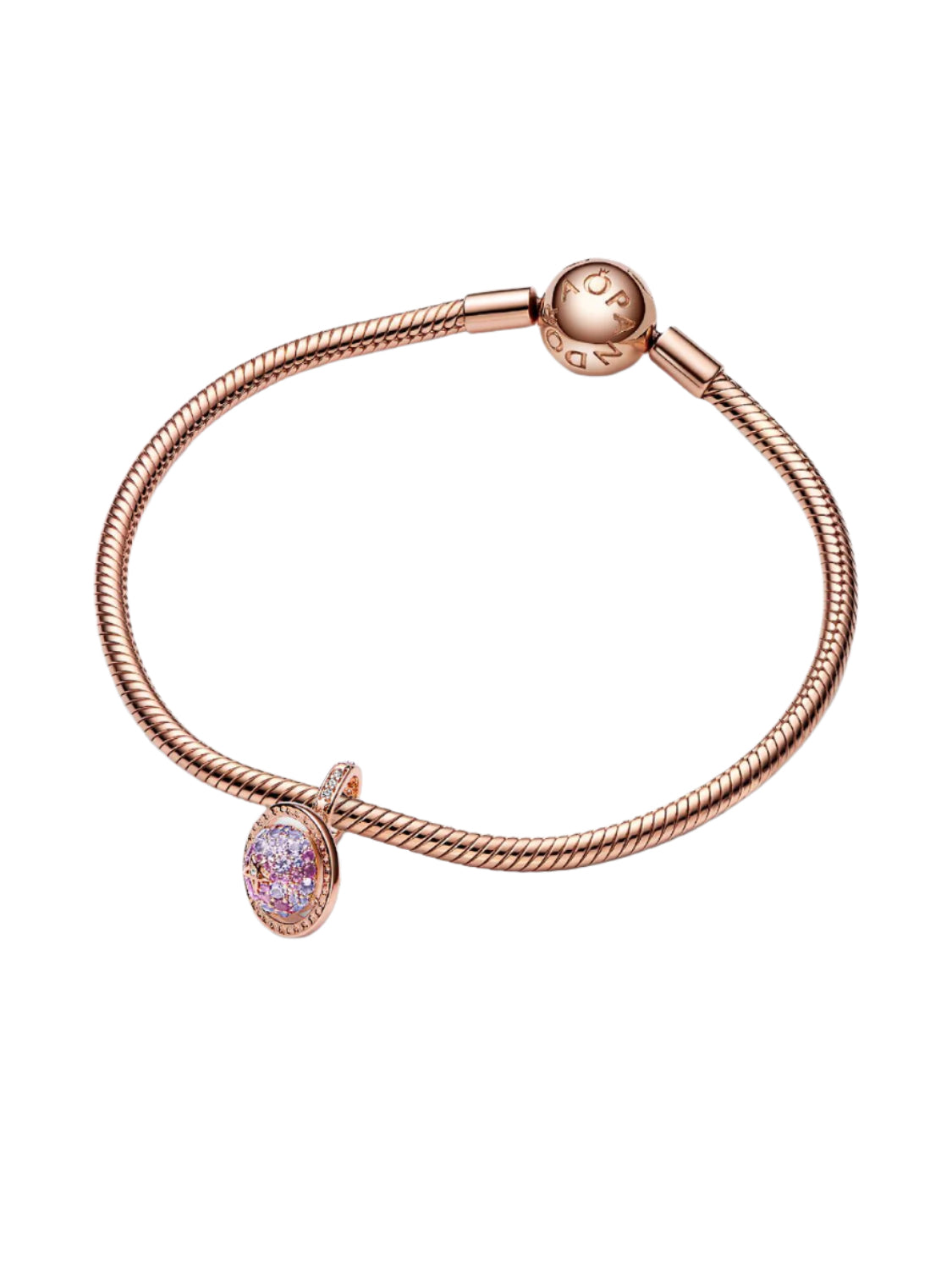 Planet Saturn Sparkling Dangle Charm 14k Rose gold-plated