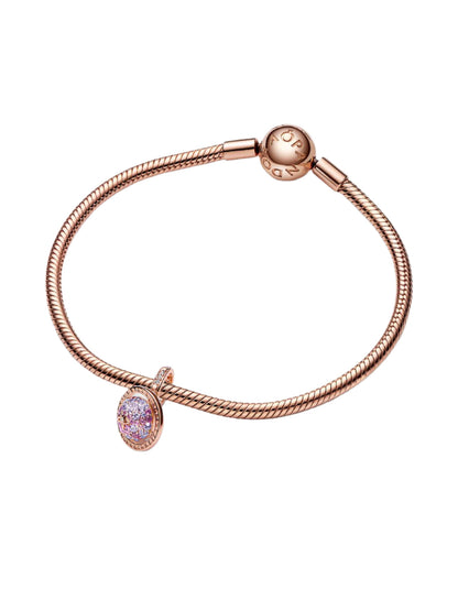 Planet Saturn Sparkling Dangle Charm 14k Rose gold-plated