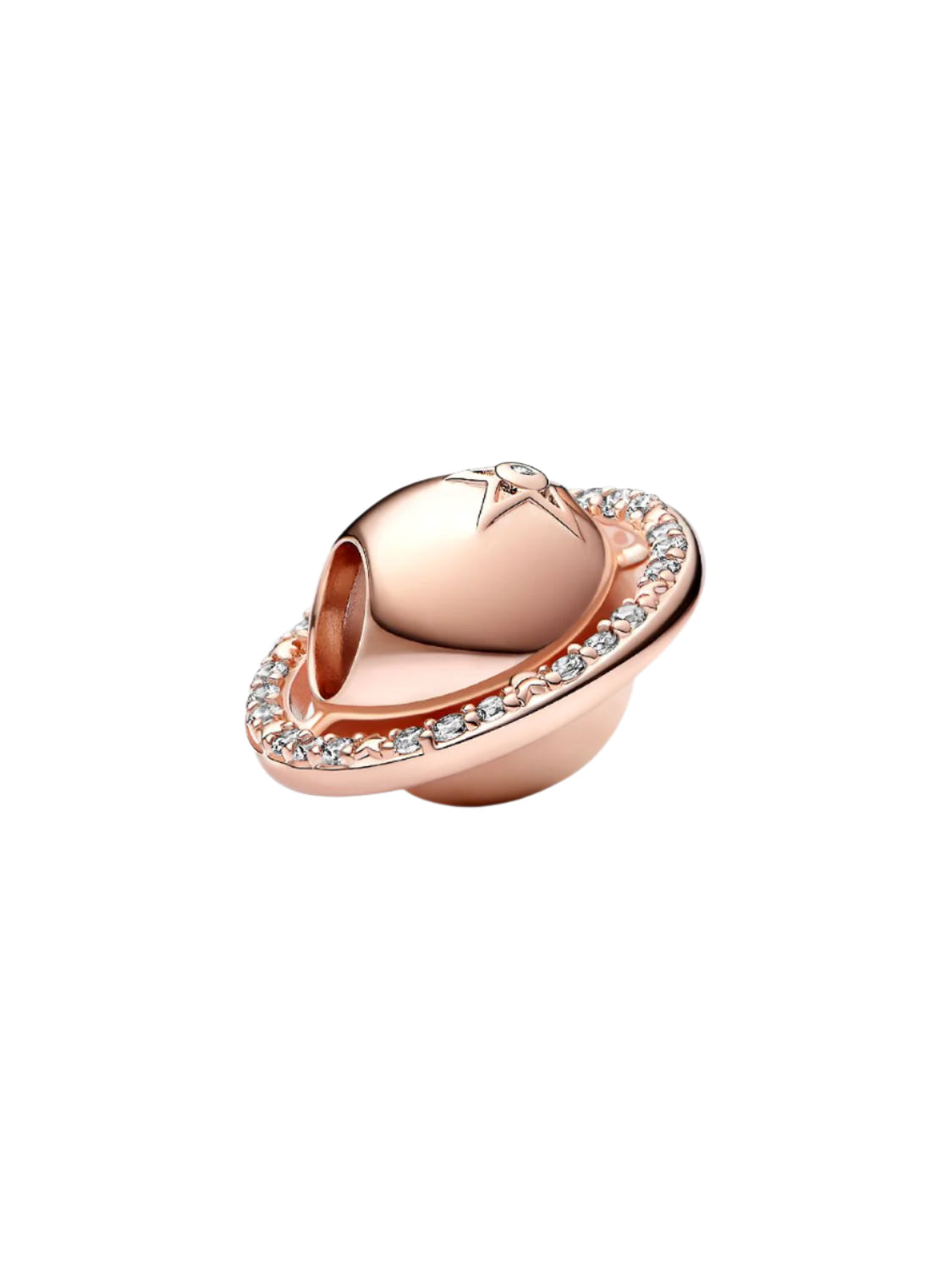 Planet Saturn Sparkling Star Charm 14K Rose
